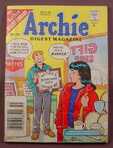 Archie Digest Magazine Comic #159, Dec 1998, Fair Condition, Wear