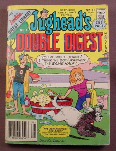 Jughead's Double Digest Magazine Comic #1, Oct 1989, Good Condition