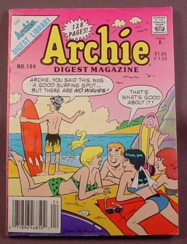 Archie Digest Magazine Comic #104, Oct 1990, Very Good Condition