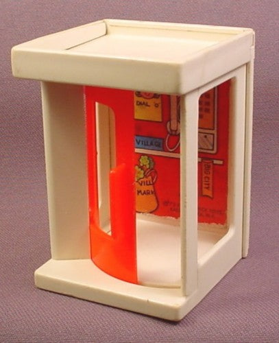 Fisher Price Vintage White Phone Booth With Red Door & Good Lithos