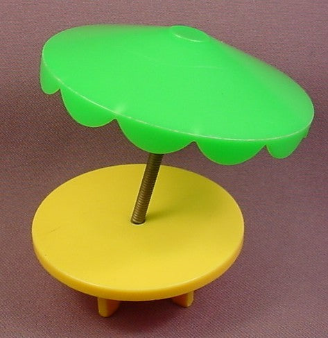 Fisher Price Vintage Yellow Round Table with Green Umbrella