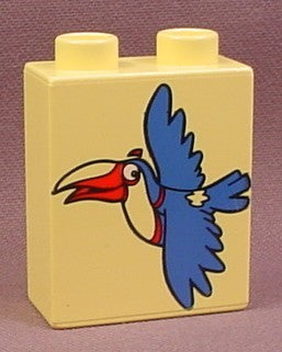 Lego Duplo 4066BPX231 Cool Yellow 1x2x2 Brick with Purple Parrot