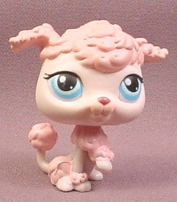 Littlest Pet Shop #48 Pink Poodle Puppy Dog with Blue Eyes, 2004
