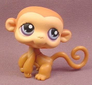 Littlest Pet Shop #56 Brown Monkey with Purple & Blue Eyes