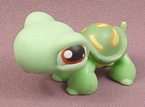 Littlest Pet Shop #119 Turtle with Green & Yellow Design on Shell