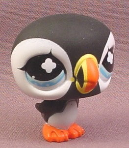 Littlest Pet Shop #654 Black & White Puffin Bird with Blue Eyes