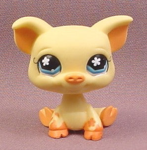 Littlest Pet Shop #475 Yellow Pig with Muddy Feet & Blue Eyes, 2006