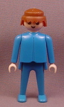 Playmobil Adult Male Figure Classic Style In Blue Outfit Brown Hair