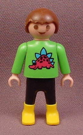 Playmobil Male Boy Child Figure In A Green Shirt