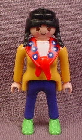 Playmobil Adult Female Figure In A Yellow Shirt & Red Scarf