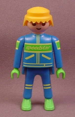 Playmobil Adult Male Race Driver Figure In A Blue & Green Suit