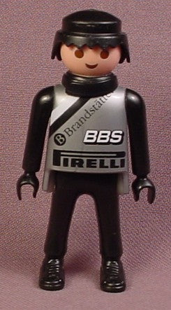 Playmobil Adult Male Race Car Driver Figure In A Black & Gray Suit