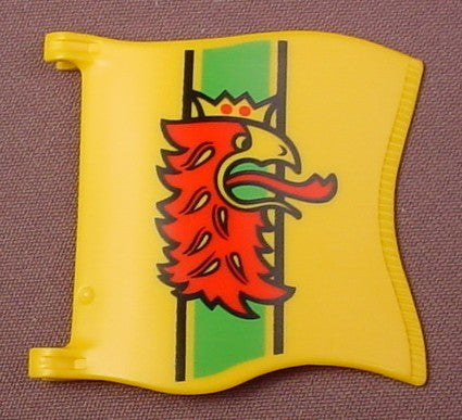 Playmobil Yellow Wavy Square Flag Or Banner With A Red Griffon Pattern And 2 Clips, 3123 3887 5783, 30 63 3230