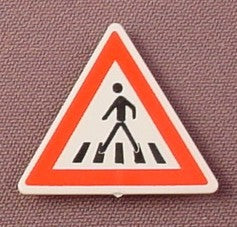 Playmobil White & Red Triangular Pedestrian Crossing Sign
