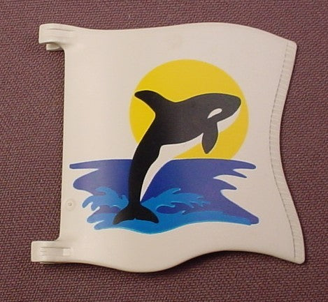 Playmobil White Wavy Square Flag Or Banner With An Orca