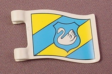 Playmobil White Wavy Rectangular Flag or Banner with Blue & Yellow