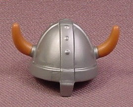 Playmobil Silver Viking Helmet With Brown Horns & Nose Guard