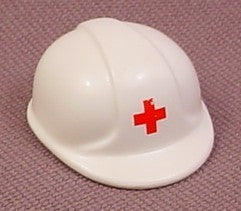 Playmobil White Modern Construction Safety Helmet with Red Cross
