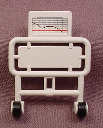 Playmobil White Hospital Bed Foot Board With A Chart & Wheels