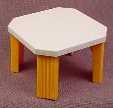 Playmobil White & Orange or Gold Modern Kitchen Table, 3968 4062
