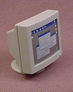 Playmobil Gray Computer Monitor With A Silver Screen