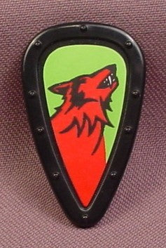 Playmobil Black Teardrop Shaped Shield With A Red Wolf