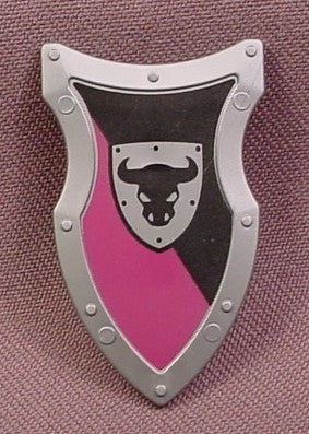 Playmobil Silver Gray Shield With A Purple & Black Bull Head