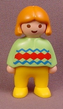 Playmobil 123 Female Girl Child Figure With Orange Hair, Green Shirt