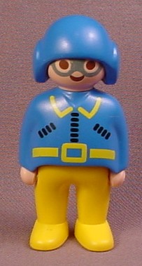 Playmobil 123 Adult Male Pilot Figure With A Blue Helmet