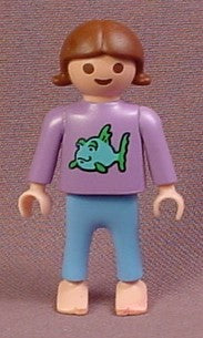 Playmobil Female Girl Child Figure with Purple Shirt with Fish