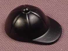 Playmobil Black Round Baseball Style Cap Or Hat With A Button