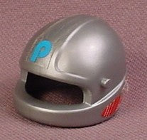 Playmobil Silver Gray Helmet With Red Trim & Blue P
