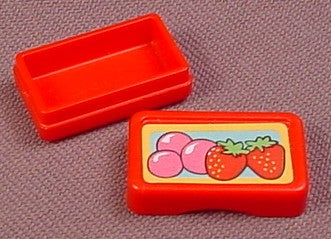 Playmobil Red Rectangular Box with Removable Lid, Food Sticker