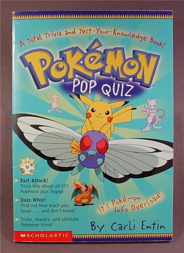 Pokemon Pop Quiz, Paperback Chapter Book, Scholastic RL3, 2000