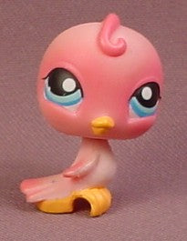 Littlest Pet Shop #205 Pink Baby Bird With Light Blue Eyes & Orange
