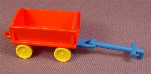 Playmobil Small Red Wagon Yellow Wheels Blue Handle 3751
