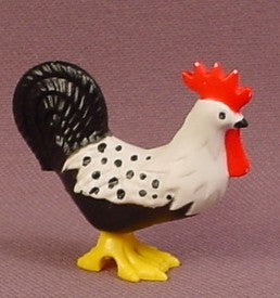 Playmobil White & Black Rooster Animal Figure With A Red Comb