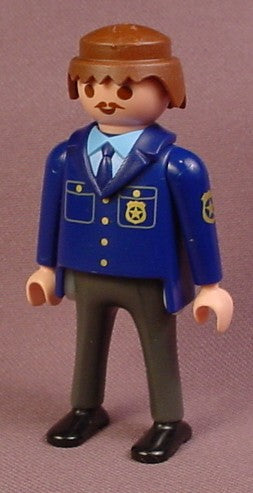 Playmobil Male Police Officer Figure, Dark Grey Pants, Brown Hair