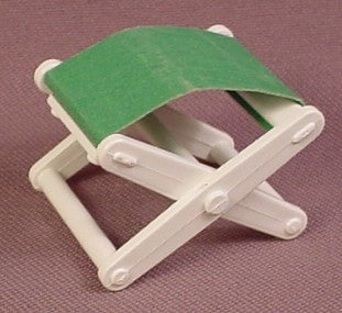 Playmobil White Folding Stool Or Chair With Green Cloth Seat, 3224