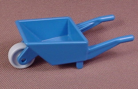Playmobil Blue Wheelbarrow Or Cart With A Light Blue Wheel