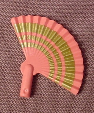 Playmobil Pink Japanese Style Handheld Fan With Pleats & Gold Trim