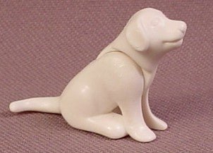 Playmobil White Puppy Dog In A Sitting Pose, The Head Moves, 4343