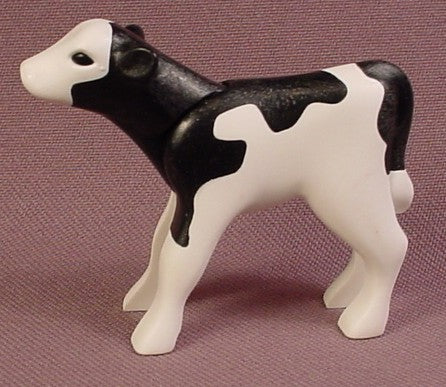Playmobil White & Black Baby Cow Calf, The Head Moves, 3077 4055