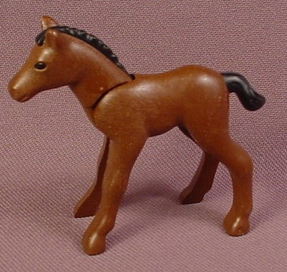 Playmobil Dark Brown Baby Horse Colt or Foal With Black Mane & Tail