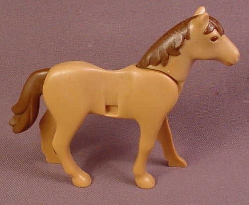 Playmobil Light Brown New Style Horse With A Dark Brown Mane & Tail