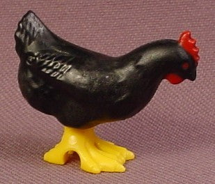 Playmobil Black Chicken Or Rooster With A Red Comb & Wattle