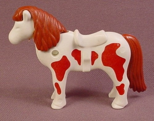Playmobil White Shetland Pony With Reddish Brown Spots Mane & Tail