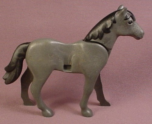 Playmobil Dark Gray New Style Horse With A Black Mane & Tail