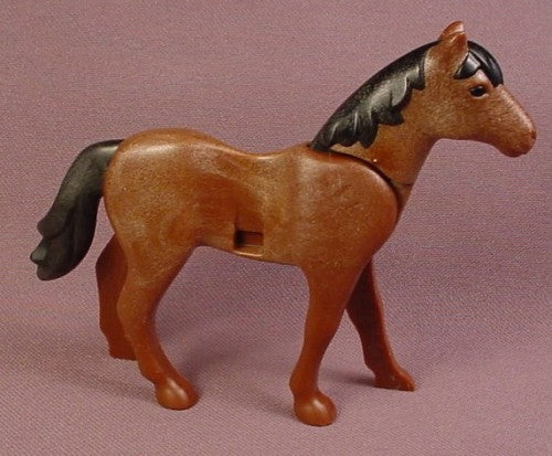 Playmobil Dark Brown New Style Horse With A Black Mane & Tail