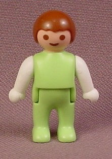 Playmobil Baby Figure With Light Green & White Clothes & Brown Hair